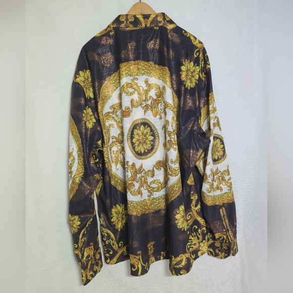 Italian Baroque Print Club Shirt Gold Designs Sz 8XL - Picture 2 of 5